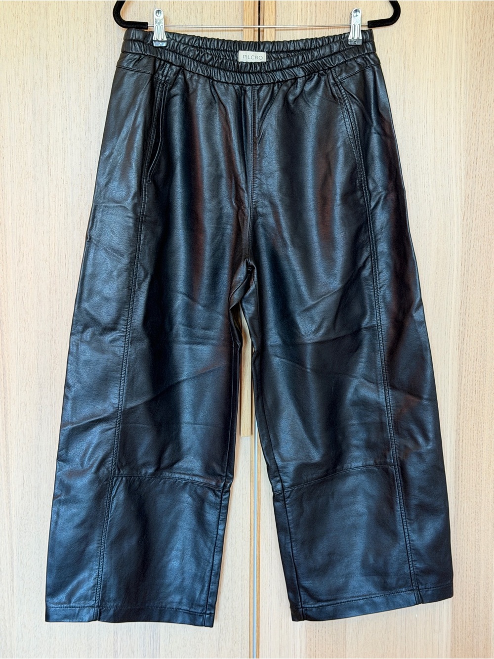 Anthropologie PILCRO - Black Faux Leather Women’s Wide-Leg Pants